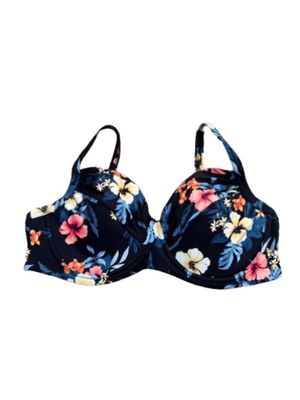 Lands' End Navy Floral Underwire Bikini Top
